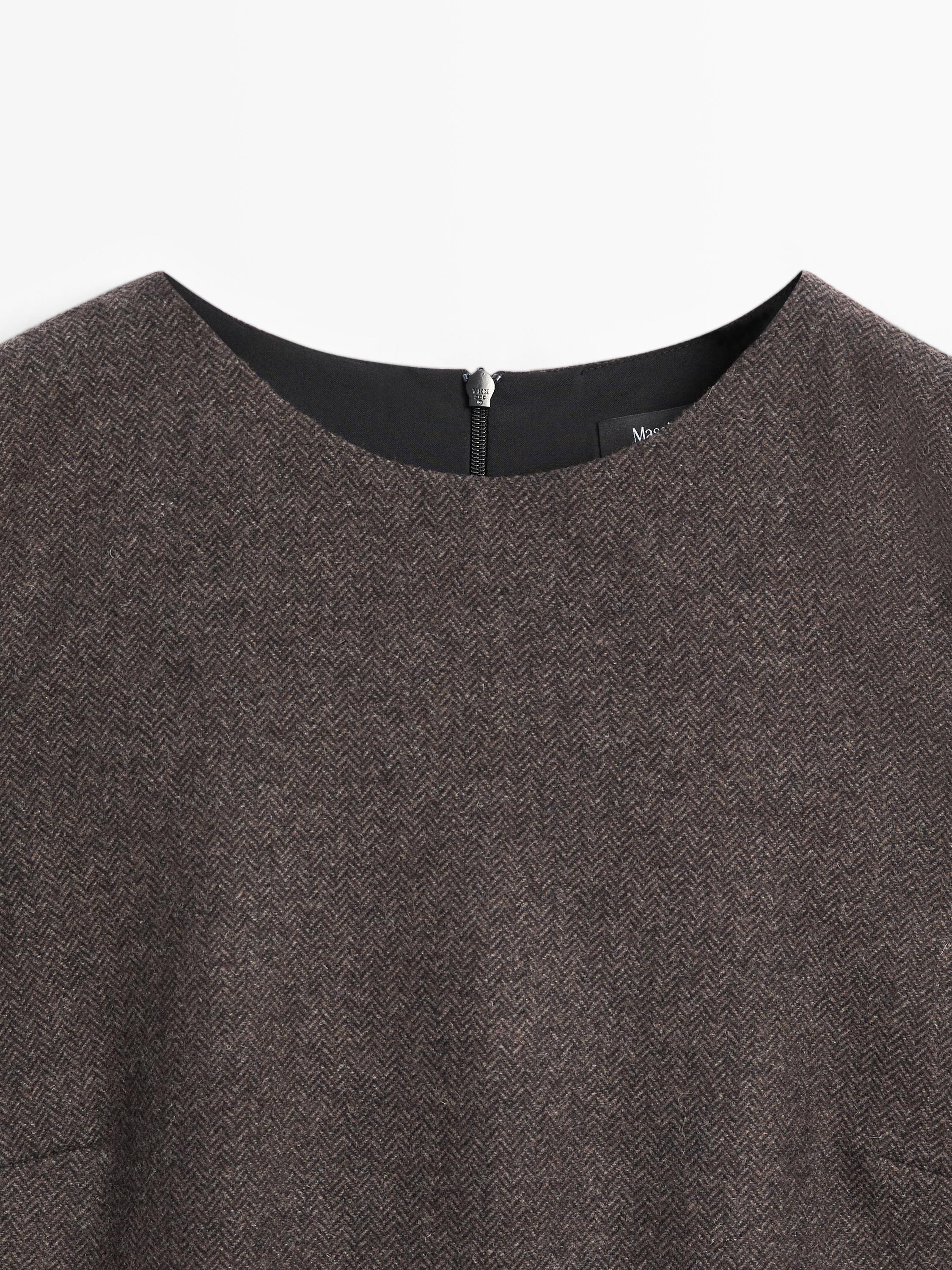 Herringbone mini dress with pockets